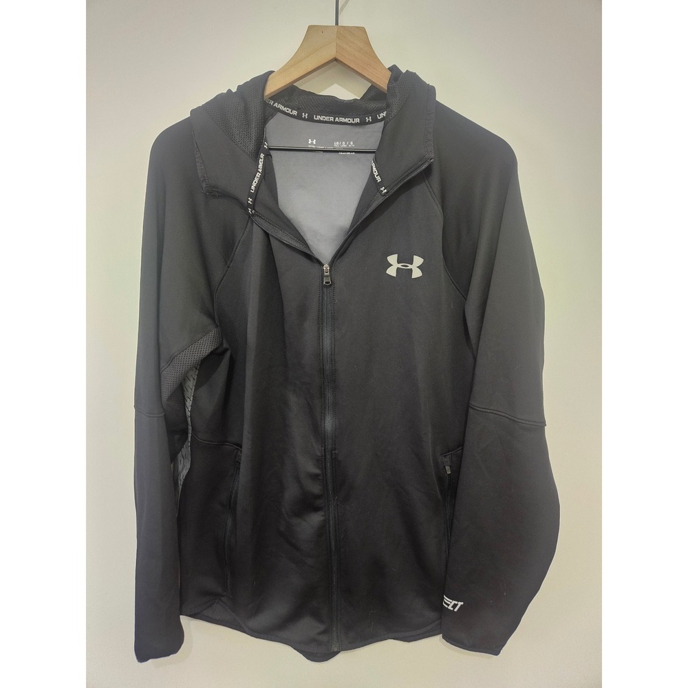 Under Armour Mens HeatGear Full Zip Hoodie Black Gray Fitted Jacket Large Tall